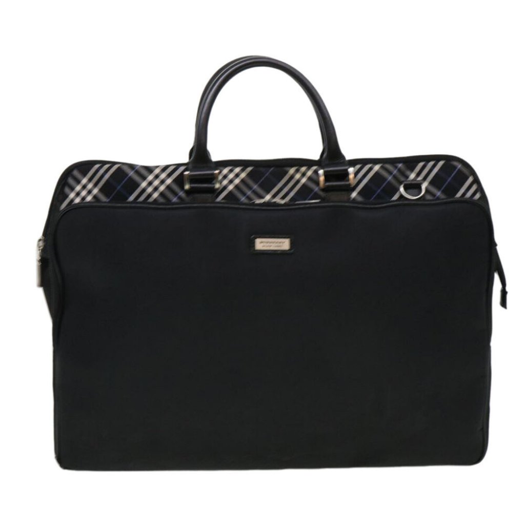 Burberry Nova Check Black Label Business Bag Nylon Black Blue